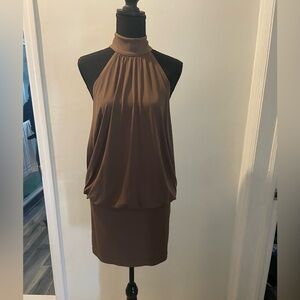 Brown Halter Neck Dress